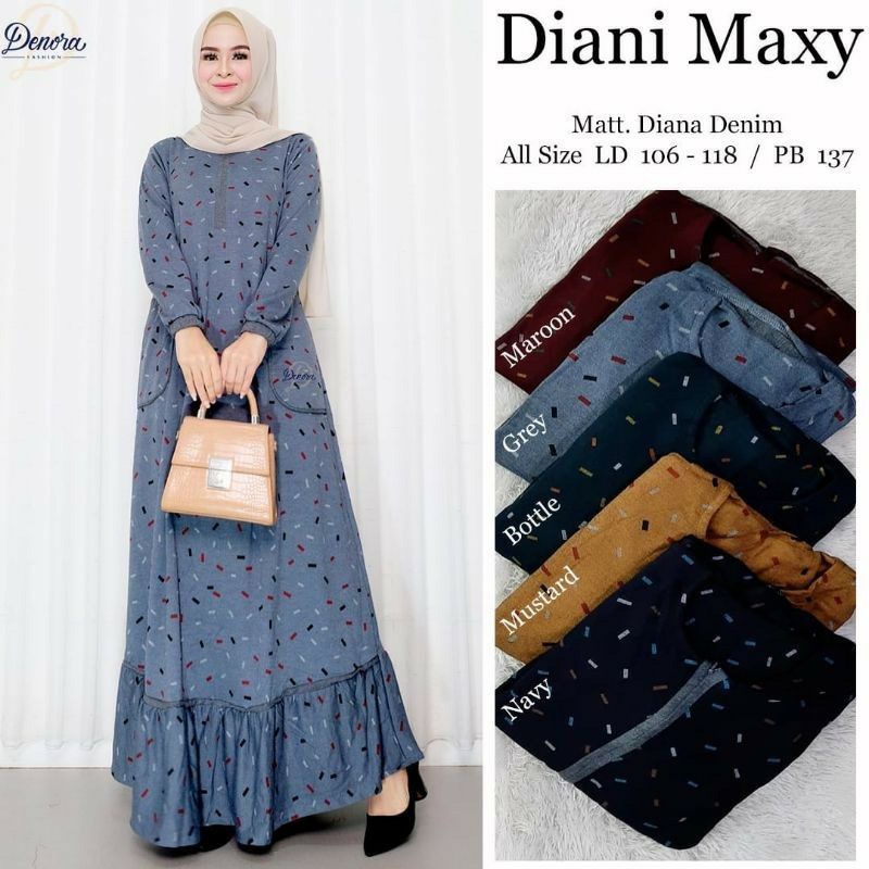 Gamis Wanita Calvin Jeans Diana Busui Tebal Melar Nyaman di Pakai Fane Levila Gamis Muslim Kekinian-DIANI GREY