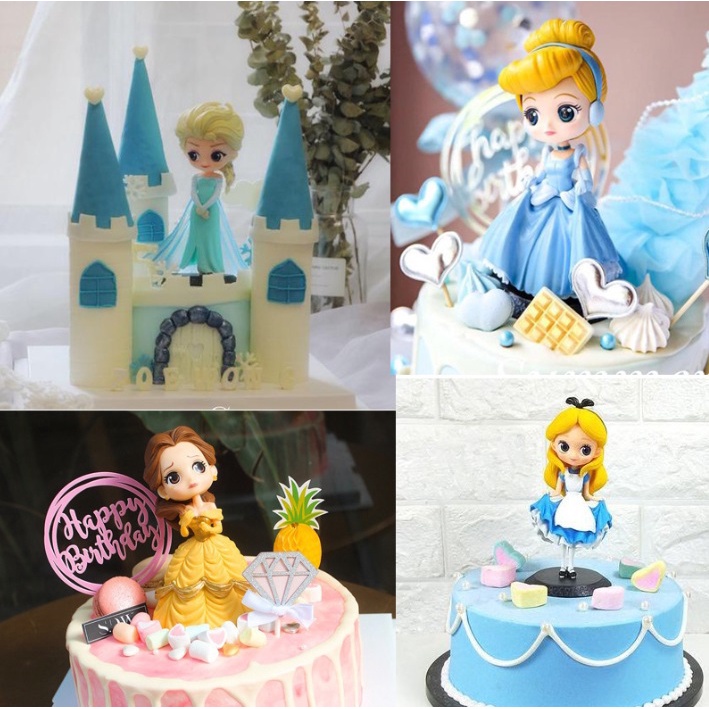 Action Figure Cake Topper Disney Princess Ariel Elsa Cinderella Hiasan Kue Ultah