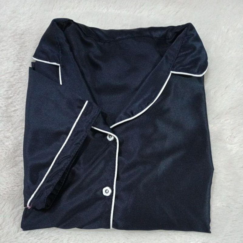 Lover Fashion PP Piyama Satin Polos-navy