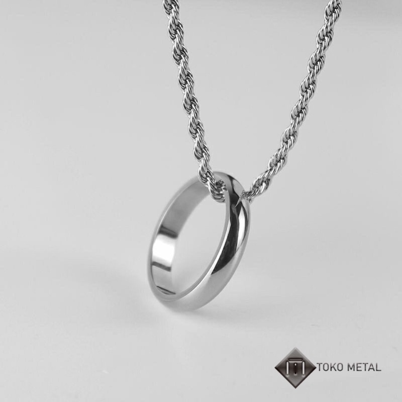 Kalung Titanium Model Rantai Liontin Cincin Anti Karat Dm 3 mm [Toko Metal]