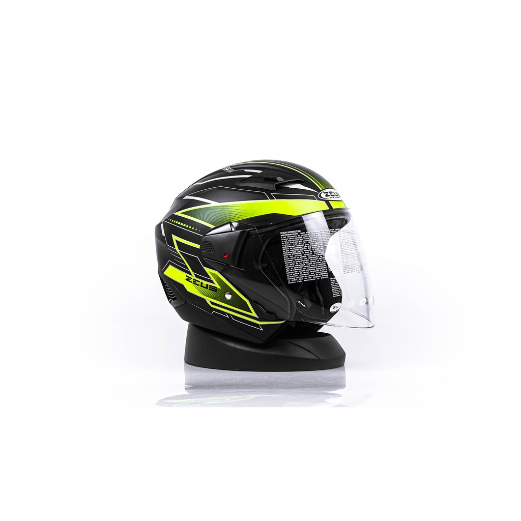 helm motor Zeus 611 ZS611 MATT BLACK / TT18 TT 18 FLUO YELLOW HELM Import Ori Sni