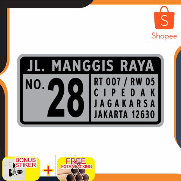 Plang Nomor Rumah 40cm x 20cm Plat Alumunium Elegan