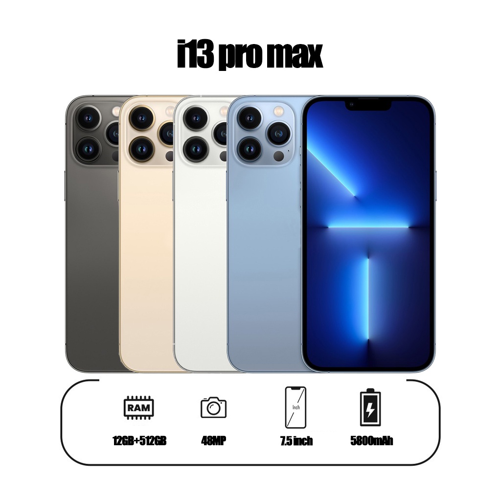 5G【Bisa COD】Asli Phone i13 pro max RAM 8GB+4GB Extended ROM 512GB GARANSI RESMI Handphone Android AMOLED 7.5&quot; Ponsel Baru Original HP Murah Cuci Gudang