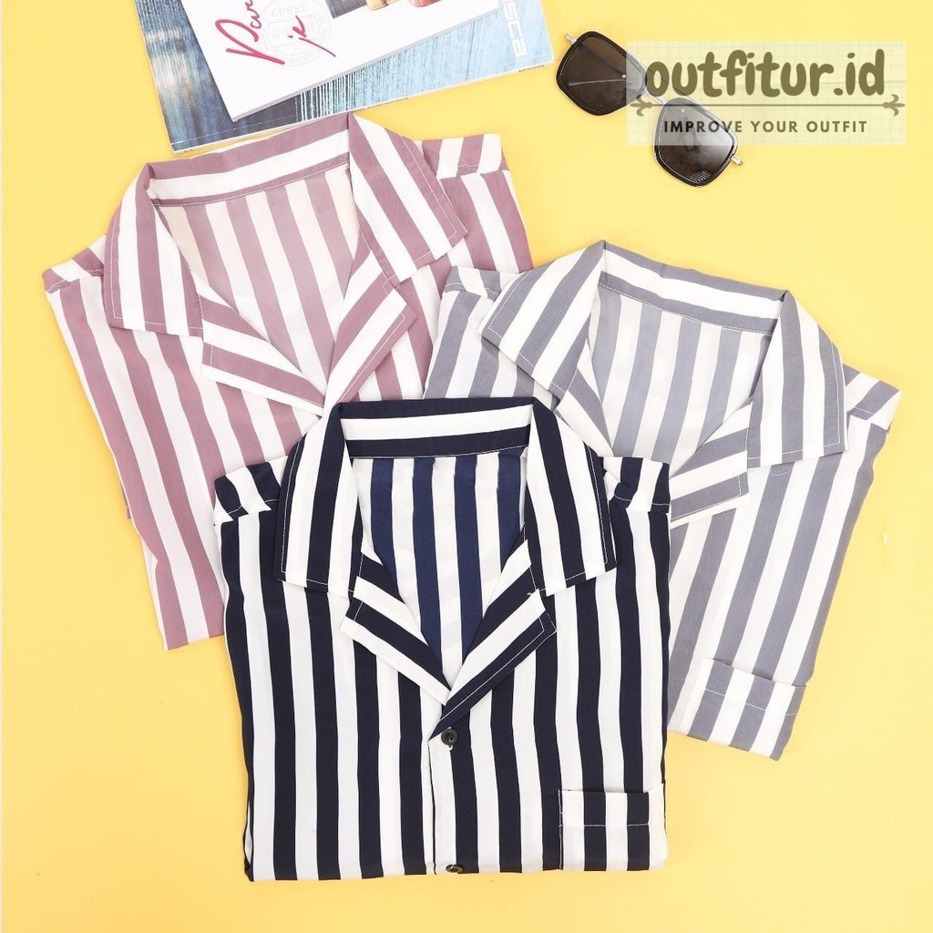 RIBSGOLD KEMEJA CHANNEL SALUR | Kemeja Channel Salur Casual Kualitas Super Premium