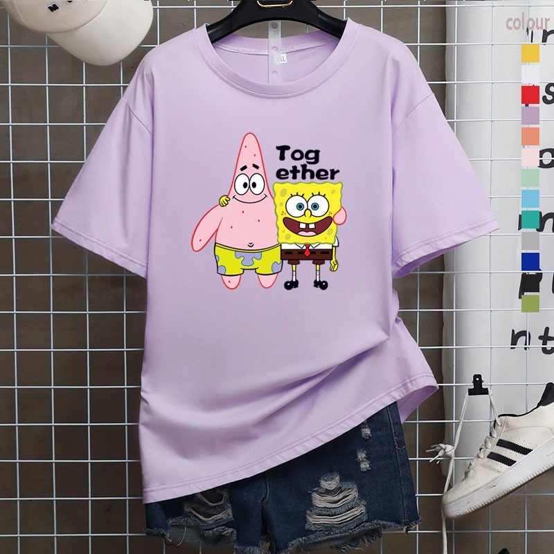 MYSTIQUE.ID-BAJU KAOS TOGETHER SPONGE*BOB PAT*RIK T-SHIRT LUCU DAN AESTHETIC