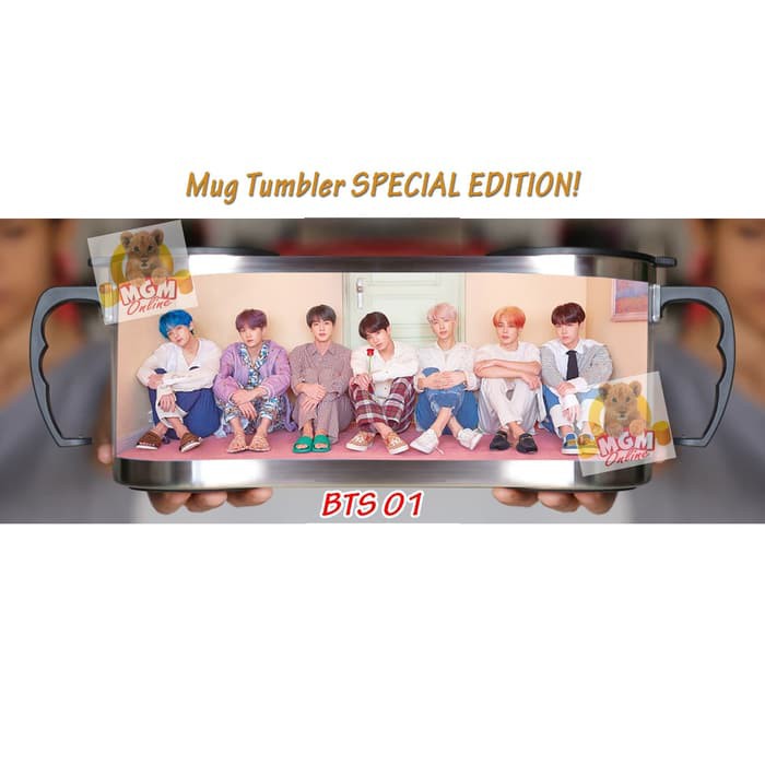 BTS Mug Kantor gagang Mug Tumbler stainless 450ml SPECIAL EDITION 020