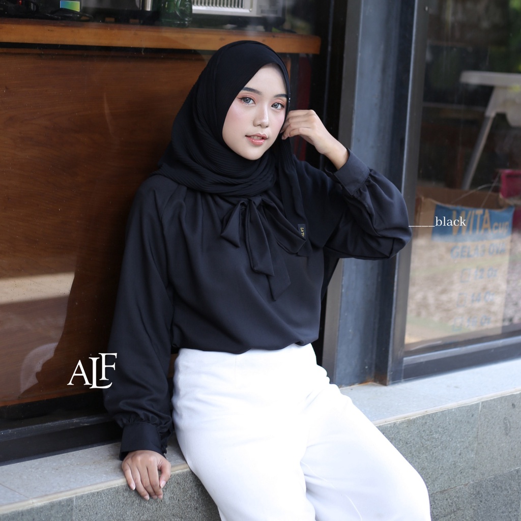Alfaina Rosa Blouse Atasan Wanita Kerah Pita