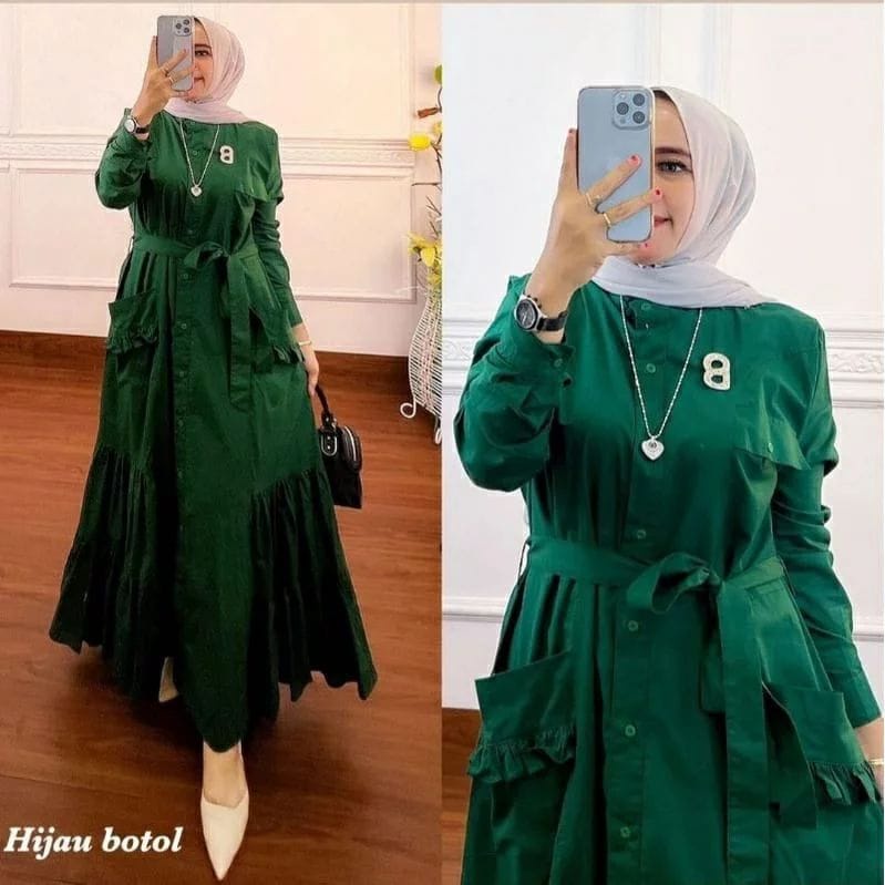 Baju Wanita Kekinian Talia Dress Katun Rayon Baju Lengan Panjang Wanita Busui Friendly Long Dress Muslim Gamis Jumbo