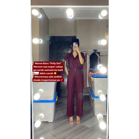 PRILY SET SETLN294 SETELAN CELANA KULOT DAN ATASAN-Maroon