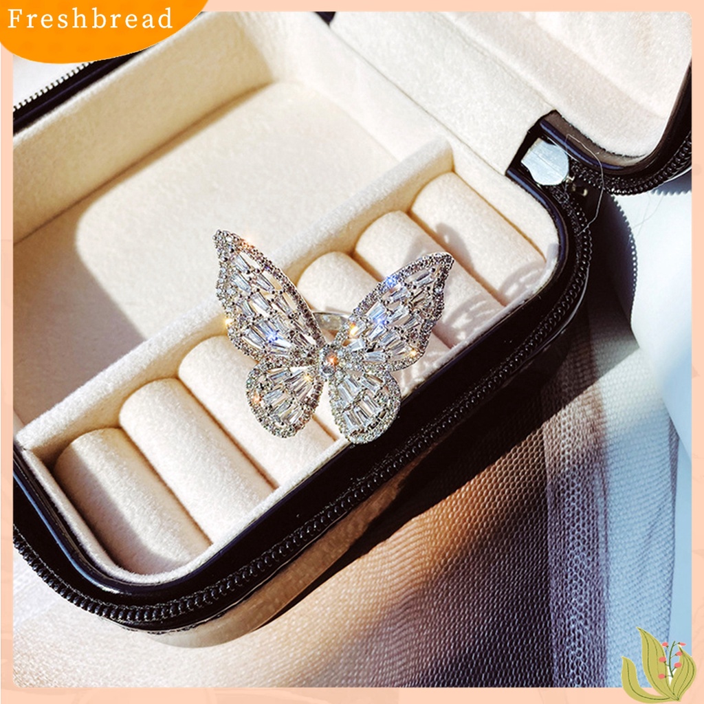 Terlaris Women Fashion Cubic Zirconia Inlaid Butterfly Finger Ring Party Jewelry Gift