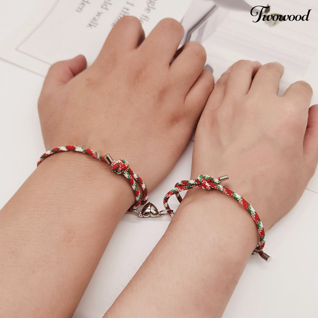 1 Pasang Gelang Rantai Magnetik Adjustable Desain Santa Claus Untuk Hadiah Ulang Tahun