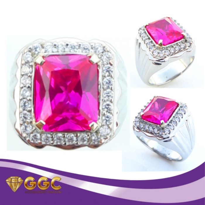 Cincin Batu Merah Rose Merah Siam Minimalis