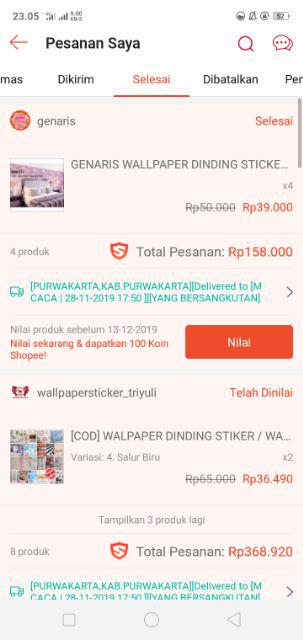Genaris Wallpaper Dinding Sticker Wallpapaer Stiker 45cm X 5m Wallpeper Dandelion Pink