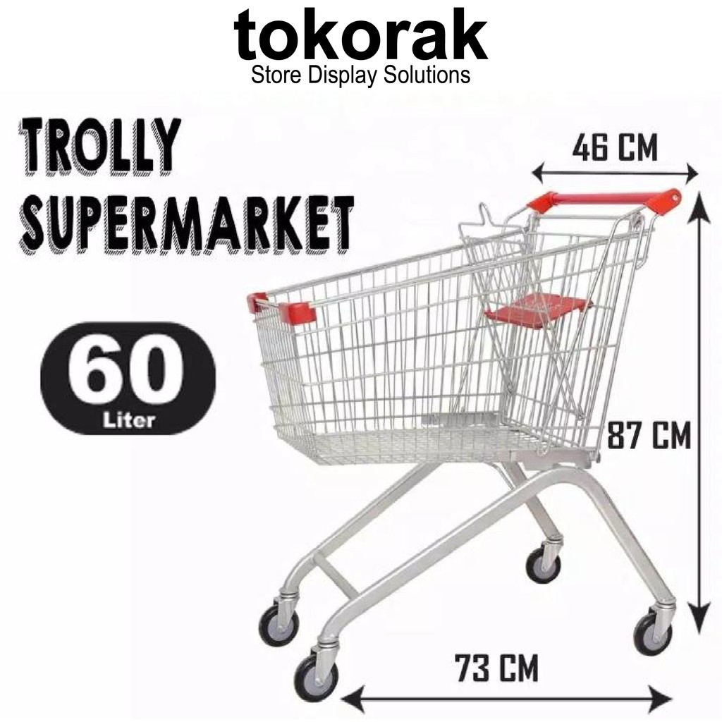 TROLLY SUPERMARKET 60LTR - KERANJANG TROLI - TROLI BELANJA - TROLLEY
