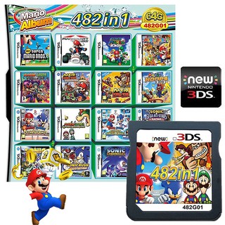 482 In 1 Game Card Cartridge Mario Multicart untuk NS DS NDS NDSL NDSi 3DS 2DS XL