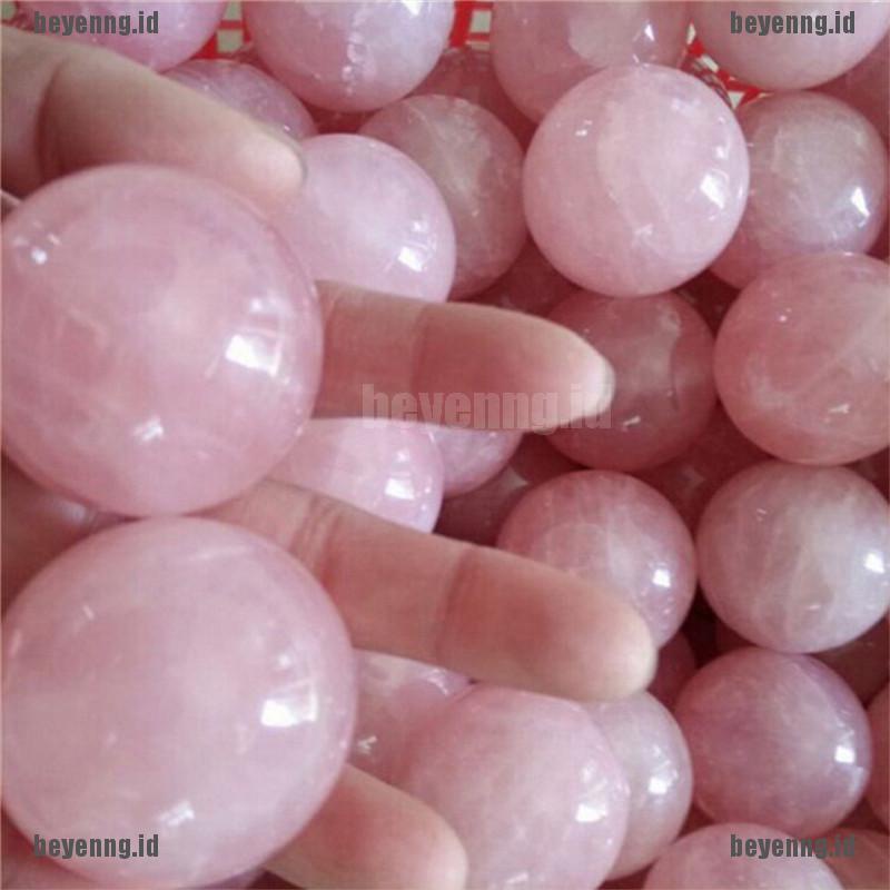 Bey 1pc Bola Kristal Kuarsa Alami Warna Pink Mawar 20mm Untuk Penyembuhan