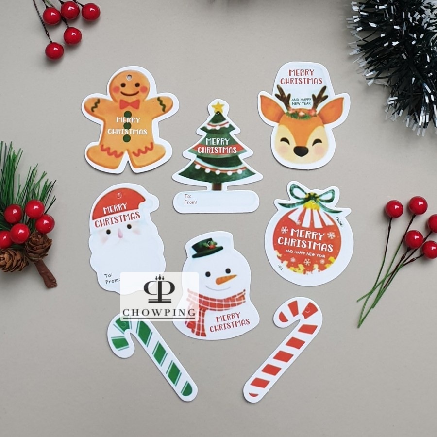

10Pcs Hang Tag Kartu Ucapan Label Kado Parcel Natal Merry Christmas