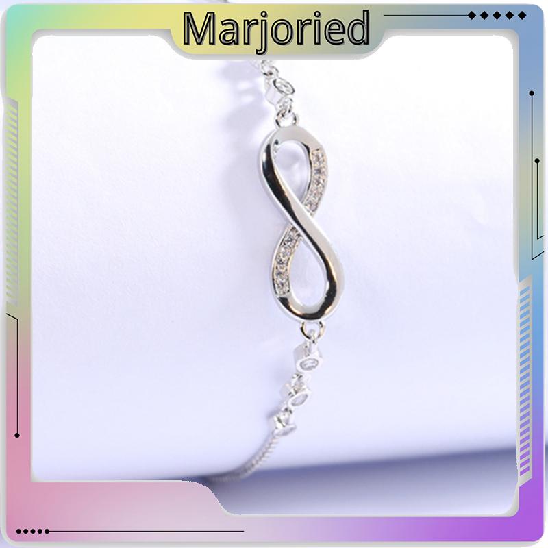 Korea Gelang Serut Gelang Titanium Emas Dapat Disesuaikan 8-Berbentuk Gelang Wanita Aksesoris Fashion-MJD