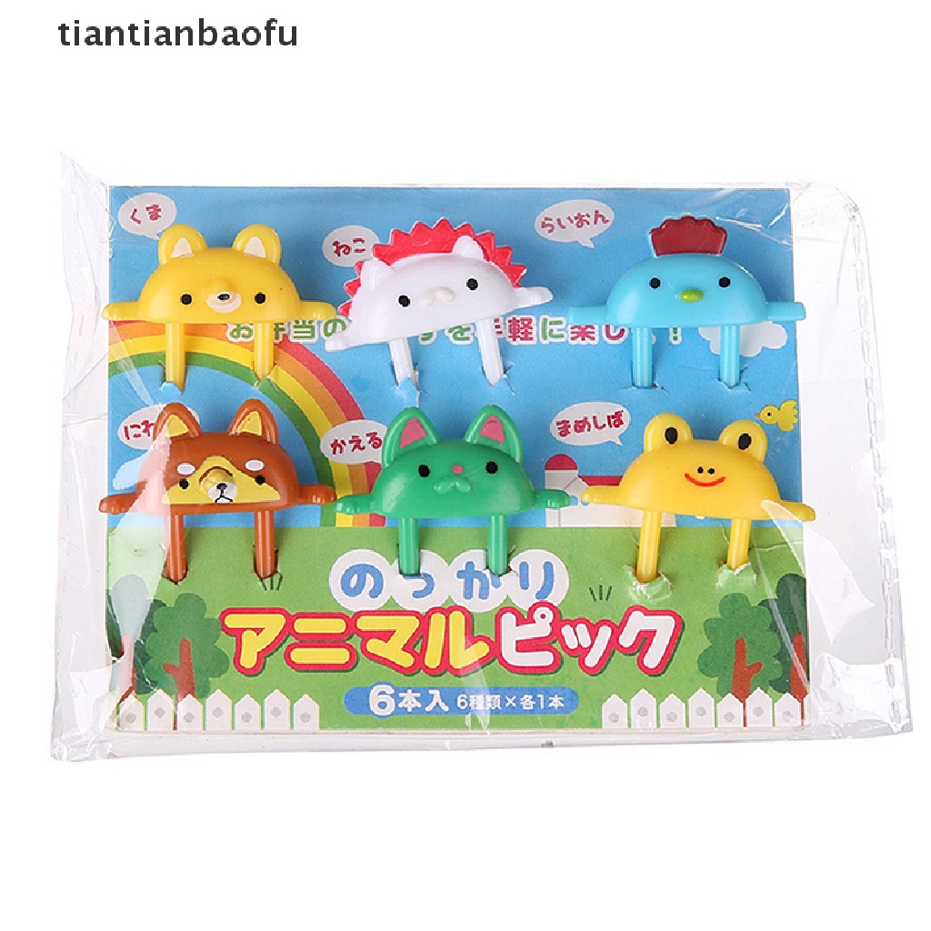 6 Pcs Garpu Buah Dessert Bentuk Kartun Hewan Katak Rubah
