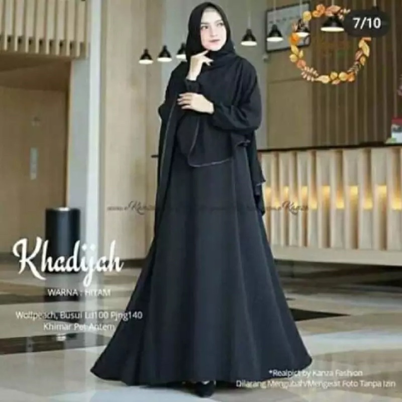 (KJI) GAMIS KHADIJAH ONE SET HIJAB JUMBO DAILY BUSUI DRESS WOLFIS