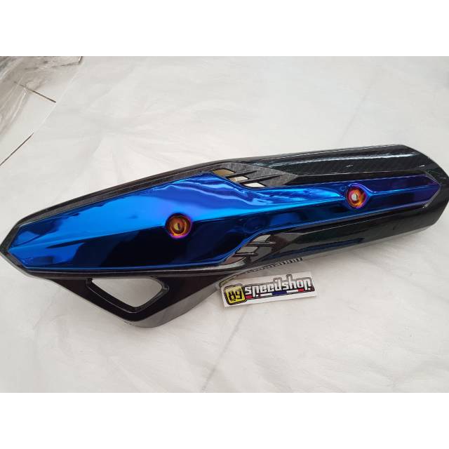 TAMENG KNALPOT/TUTUP KNALPOT CARBON CEVLAR + LIST BESI HENG ORIGINAL VARIO150/VARIO125/PCX CBU