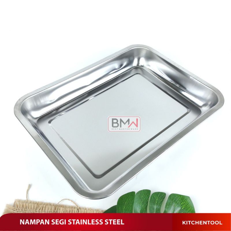 termurah nampan segi Stainles steel baki segi tempat sayur  BMW Kitchen Ware - Nampan Saji Persegi Nampan Baki Stainless Steel tempat sayur prasmanan stainless