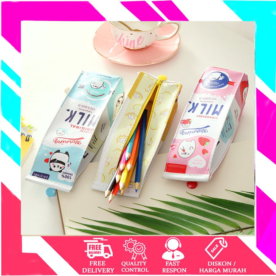

TEMPAT KOTAK PENSIL ALAT TULIS BENTUK KOTAK SUSU UNIK DAN LUCU