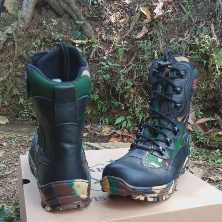 Sepatu PDL Kulit Asli Merk APIK Sepatu PDL Loreng Malvinas Tni Sepatu Boots Pria Kulit Asli