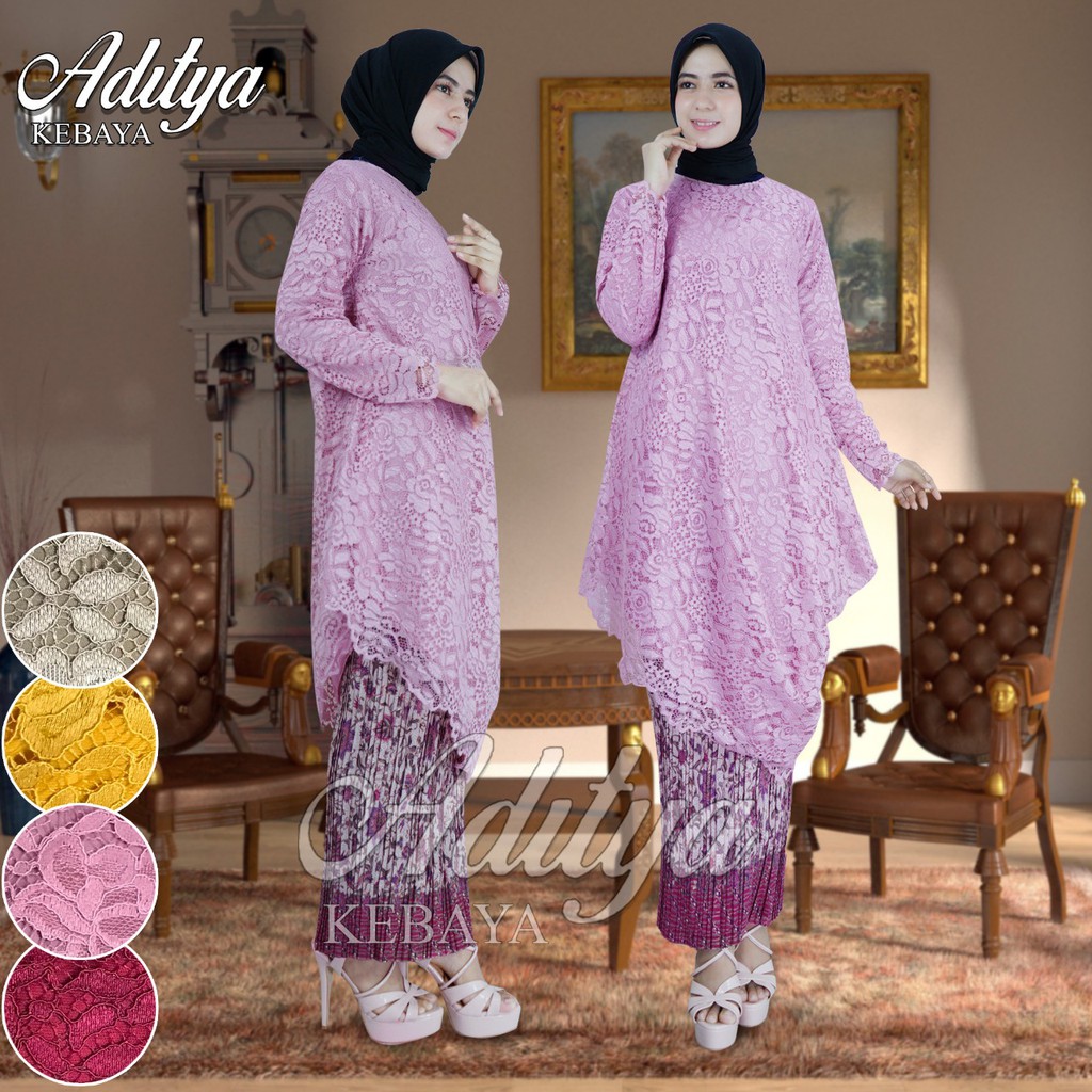 SAD&gt; set kebaya tunik mereng / kebaya modern / tunik brukat pesta model mereng - bahan brukat import