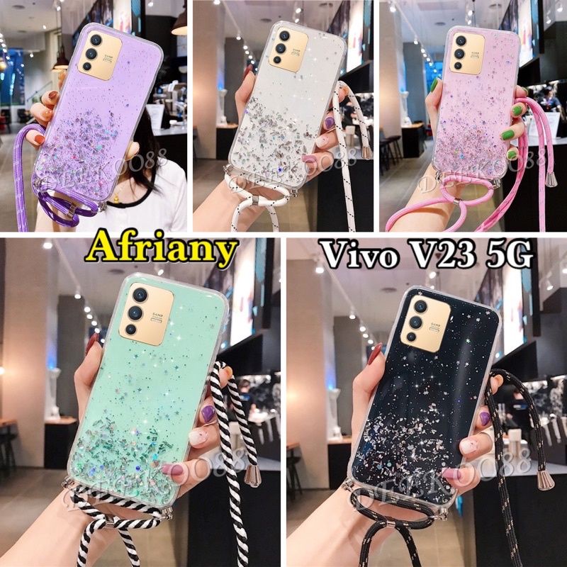 Case Tali Nagita Vivo V23E V23 5G V23 Pro 5G Y15S Lanyard Glitter Gantungan
