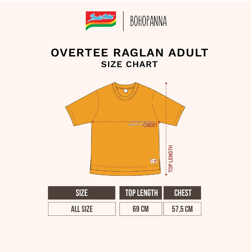 BOHOPANNA X INDOMIE OVERTEE SET FAMILY SET BUNDLE INDOMIE OVERTEE RAGLAN SET 5 - 12 TAHUN