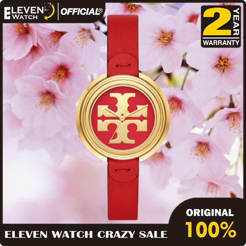 [Promo] Jam Tangan Wanita Tory Burch TBW6202 / TBW 6202 Miller Parrot Leather / Gold-Tone  Garansi 2