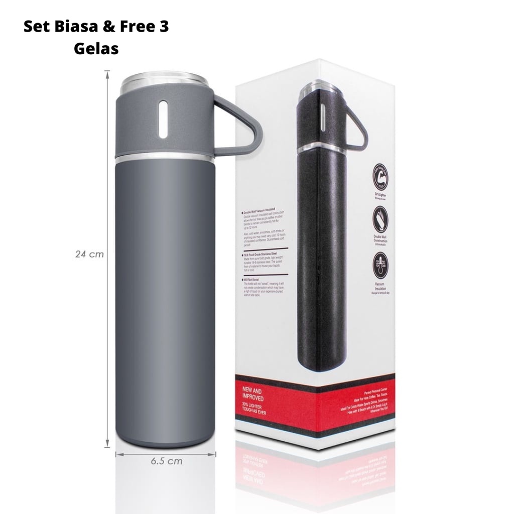 OKK Botol Termos Cangkir Set Premium Termos Elegan Simple Air Minum Tahan panas 500ML Vacuum Flask - Thermos Vakum Bisnis