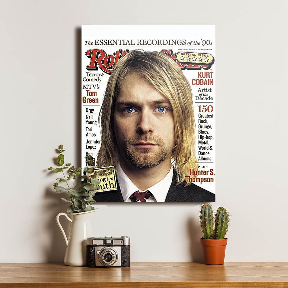 Kurt Cobain Nirvana Poster Dekorasi Hiasan Pajangan Bingkai Kayu Walldecor
