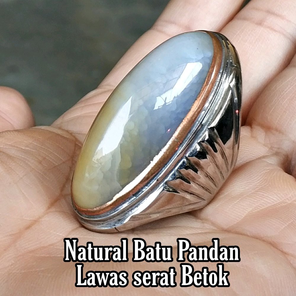 CINCIN BATU AKIK NATURAL PANDAN LUMUT LAWAS SERAT BETOK