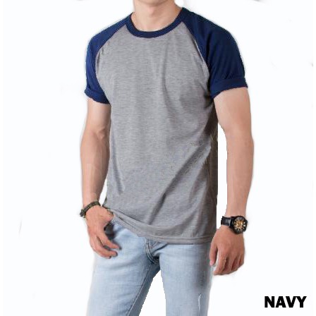 Kaos Raglan Pria Lengan Pendek | Abu-abu Misty M71