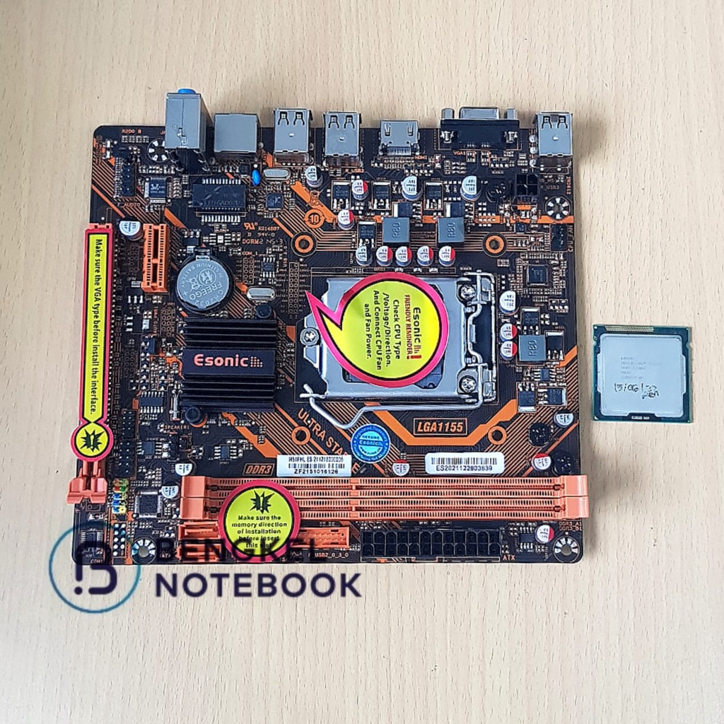 Motherboard PC H61 Esonic Core i3 2120 Gen2 Gen3 LGA1155 ( Sudah Include Processor i3)