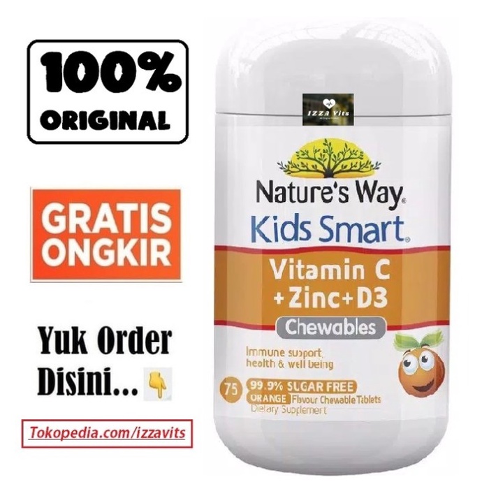 Nature'S Way Kids Smart Vitamin C Zinc D3 Daya Tahan Anak Vit D Immune Vit Anak -