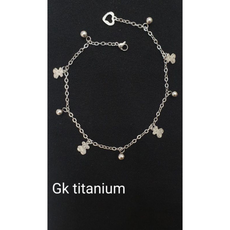 GELANG KAKI TITANIUM WARNA SILVER KEREN BANYAK MOTIF