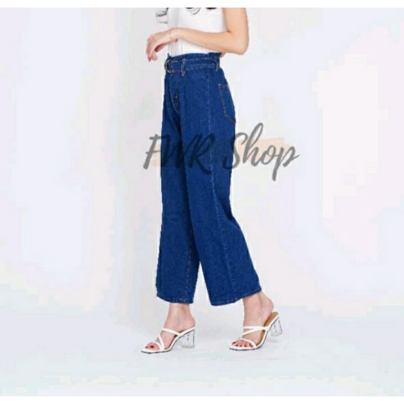 Celana jeans kulot wanita +Belt size 27-30