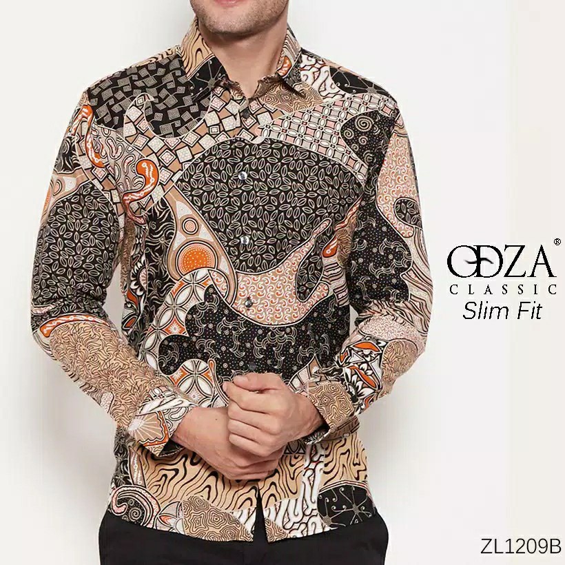 Odza Batik Slimfit Pria Lengan Panjang Modern Hem Saniva