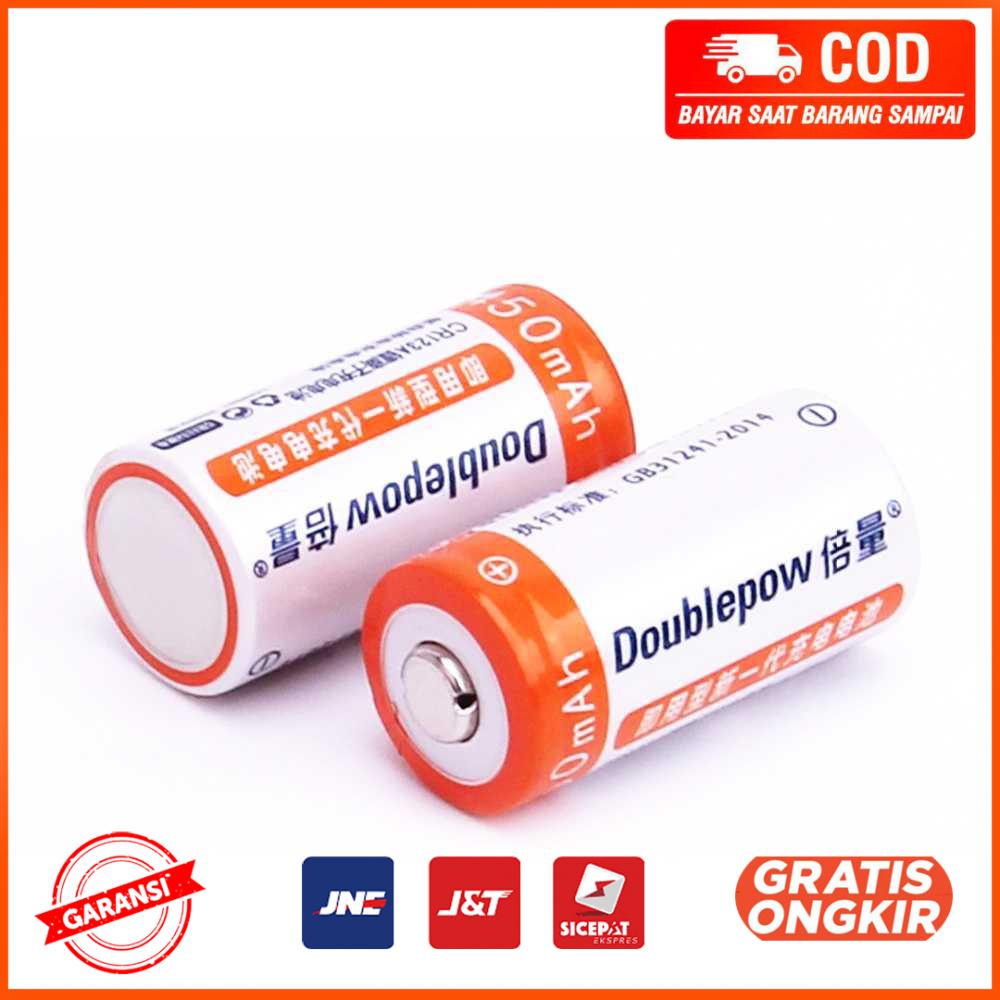 Baterai Isi Ulang CR123A Li-Ion Rechargeable 3V 450mAh 2PCS