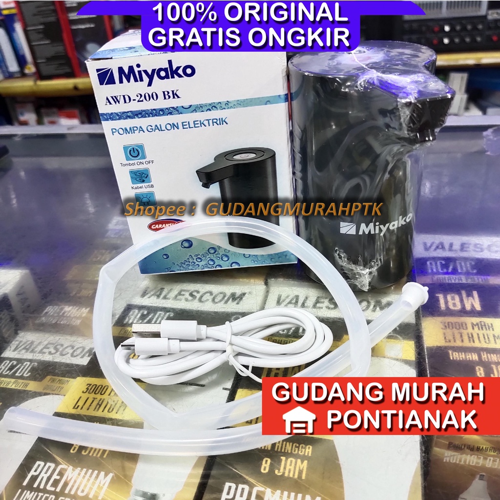 Pompa Galon Elektrik Miyako AWD 200 BK BERGARANSI 1 TAHUN ORIGINAL Hitam