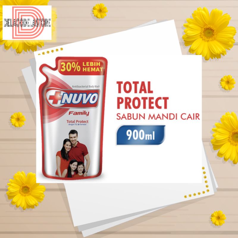 Nuvo Sabun Cair Total Protect 900ml / Nuvo Bodywash Total Protect 900ML / Nuvo Sabun Mandi Cair Mera