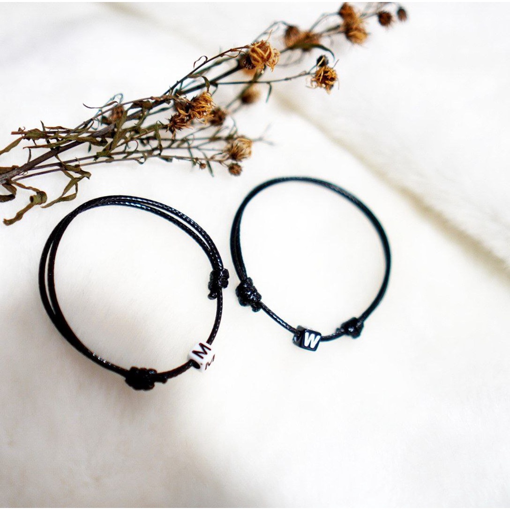 GELANG INISIAL DADU SINGLE SLIDE  ( tali anti air) / GELANG NAMA HURUF INITIAL CUSTOM / PARACORD BRACELET / GELANG VINTAGE-2