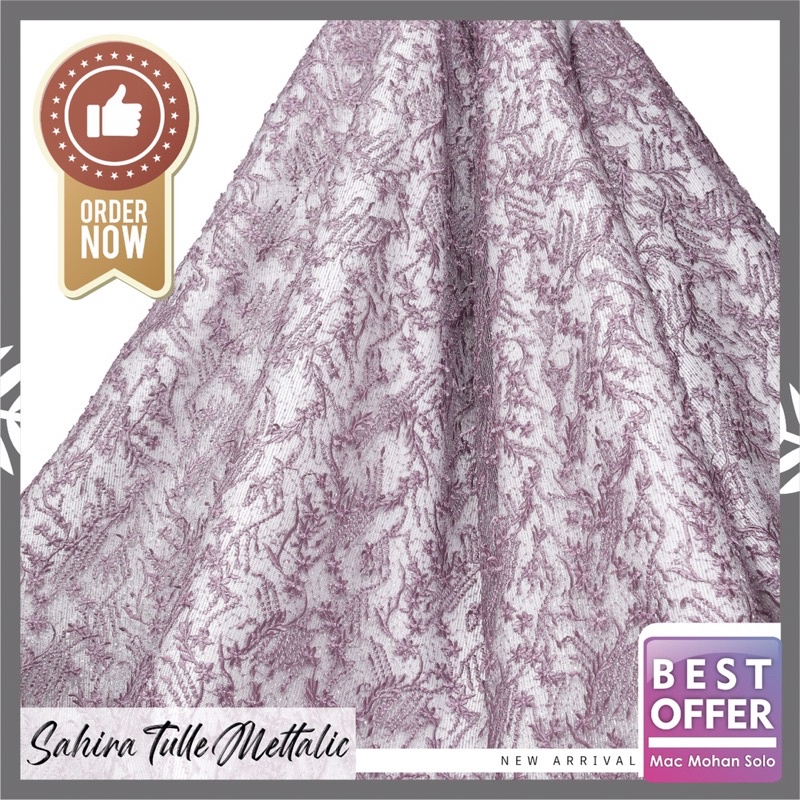 [NEW ARRIVAL] SAHIRA TULLE METTALIC NEW DESIGN TILE TIMBUL METALLIC PER 0.5M FOR BRIDESMAID KEBAYA AMONG TAMU SERAGAM BY MACMOHAN