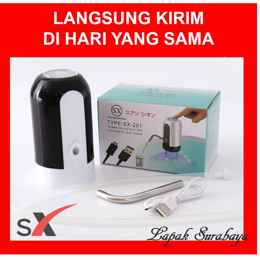 Pompa Galon Elektrik Electric Otomatis Rechargeable LED SX201 SX 201 SX-201 Bisa Di CAS Pompa Galon