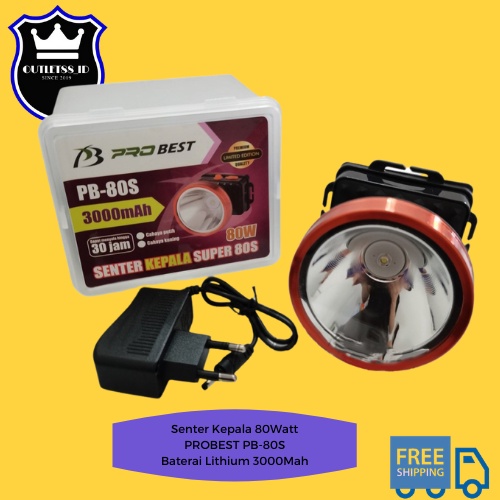 Probest PB-80S Senter Kepala 80 Watt Headlamp Headlight Outdoor Center Diving Mini PB 80S 80W