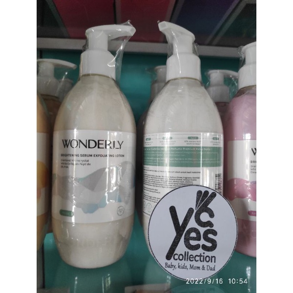 Wonderly Mode Exfoliating Putih Brightening Serum Body Lotion Badan 300 ml terinspirasi Wangi Mewah parfum dunia Perawatan Kecantikan Tubuh