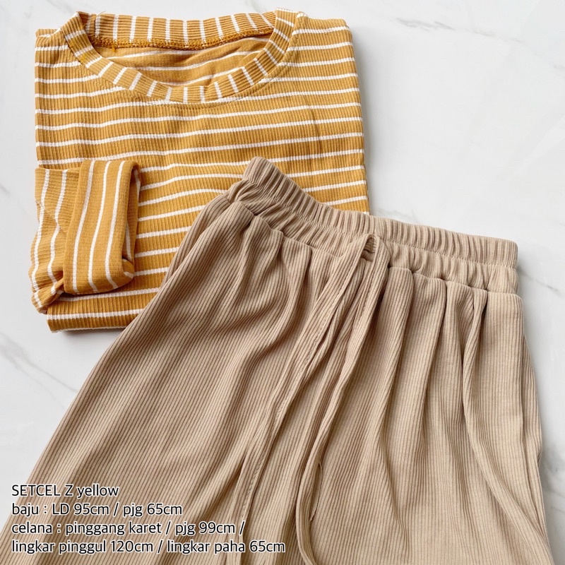 set baju celana KALLYOUTFIT-SETCEL Z YELLOW